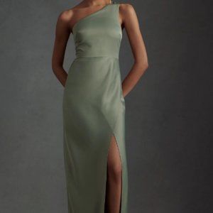 BHLDN Dylan Satin Maxi Dress Moss Bridesmaid Wedding Size 2